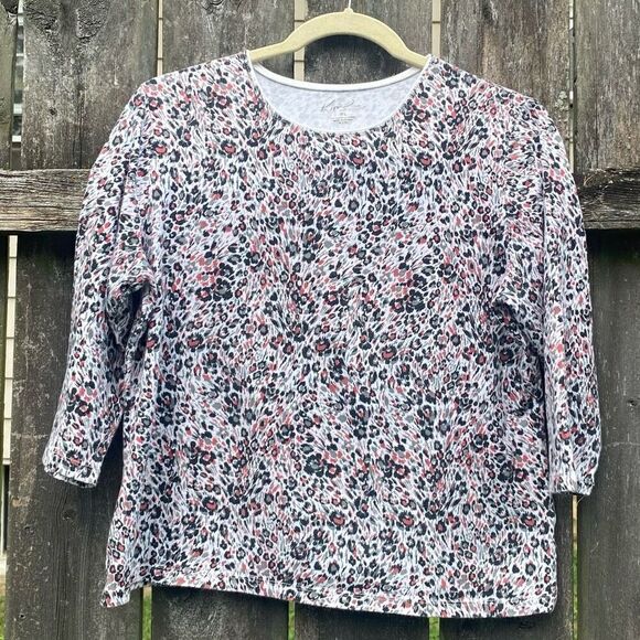 Kim Rogers Petite Leopard Half Sleeve Shirt | PL - Picture 1 of 3